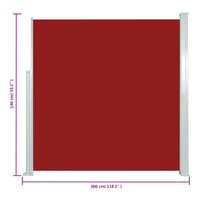 Tenda Laterale Retrattile per Patio 140x300 cm Rossa 317877