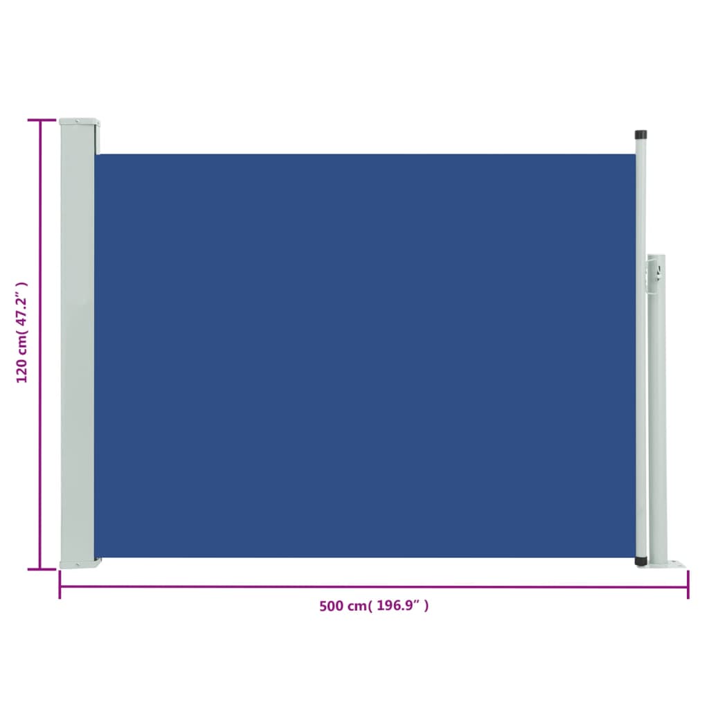 Tenda Laterale Retrattile per Patio 117x500 cm Blu 317912