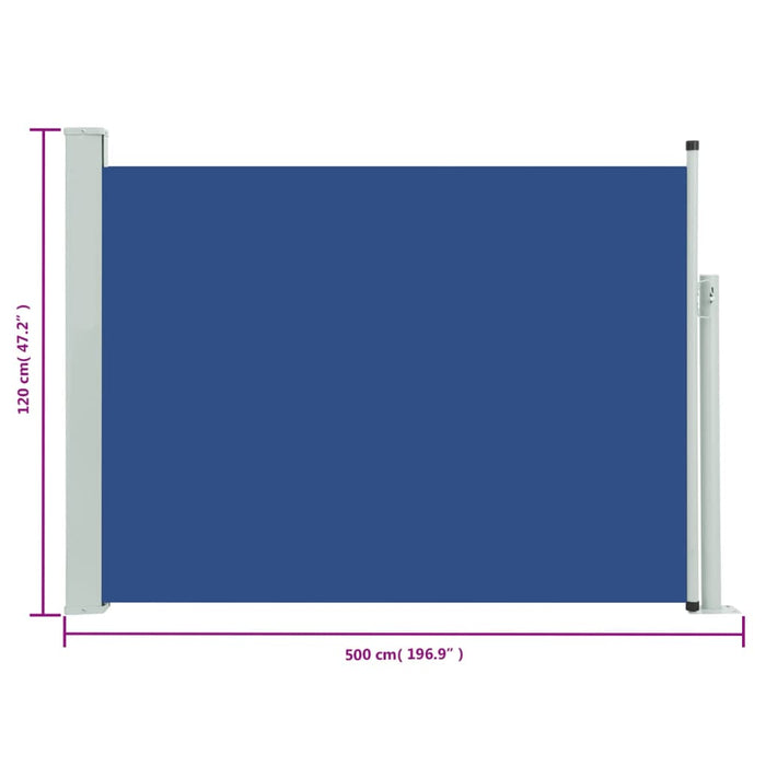 Tenda Laterale Retrattile per Patio 117x500 cm Blu 317912