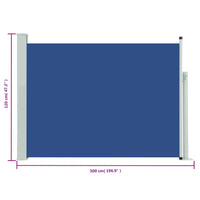 Tenda Laterale Retrattile per Patio 117x500 cm Blu 317912