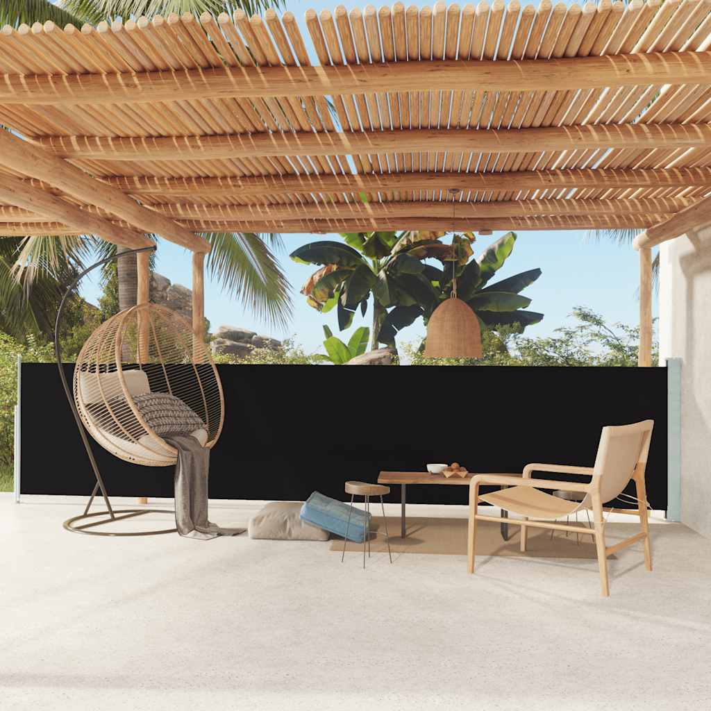 Tenda Laterale Retrattile per Patio 117x600 cm Nera 317946