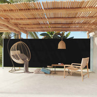 Tenda da Sole Laterale Retrattile per Patio 180x600 cm Nera 317964