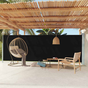Tenda da Sole Laterale Retrattile per Patio 180x600 cm Nera 317964