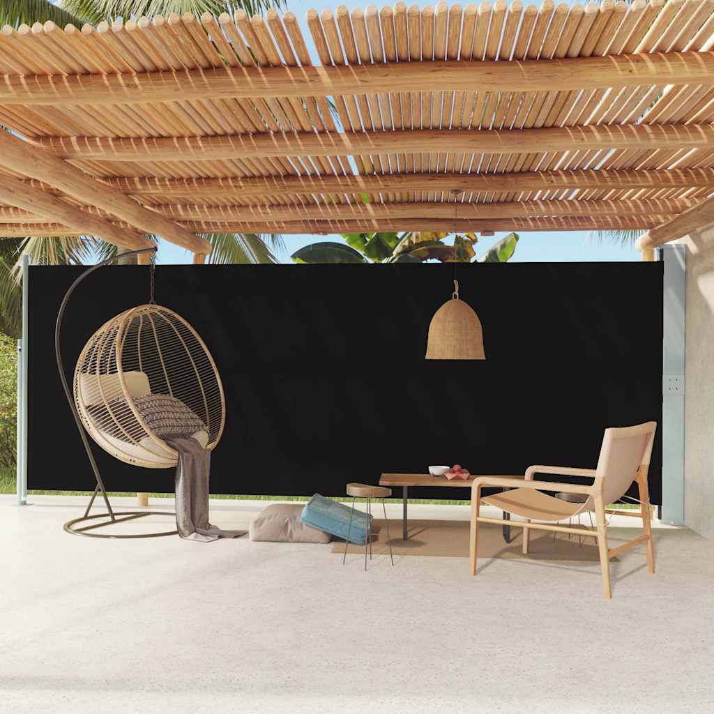 Tenda da Sole Laterale Retrattile per Patio 200x600 cm Nera 317970