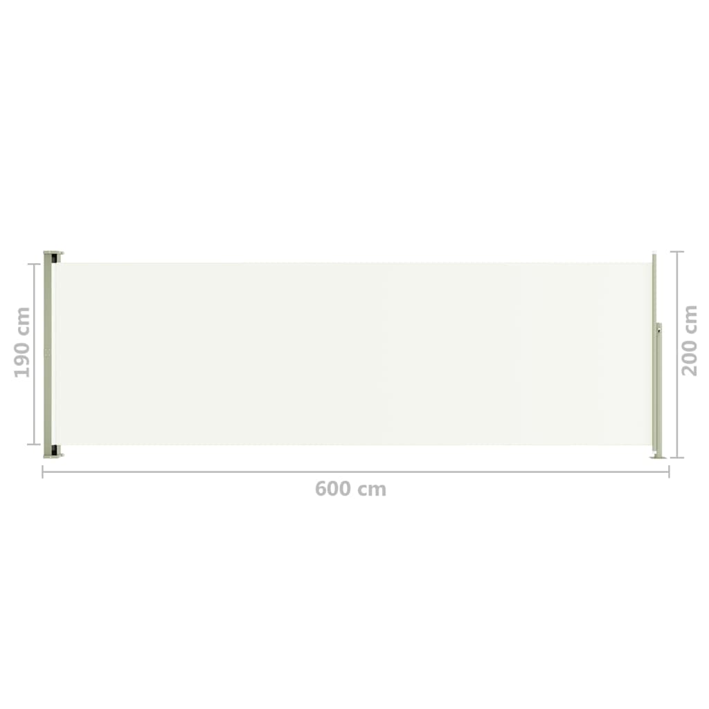 Tenda da sole parasole laterale retrattile per patio giardino terrazza balcone schermo di protezione visiva 200 x 600 cm crema 02_0007364