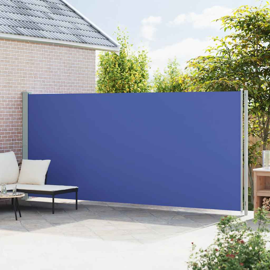 Tenda da Sole Laterale Retrattile per Patio 200x600 cm Blu 317972