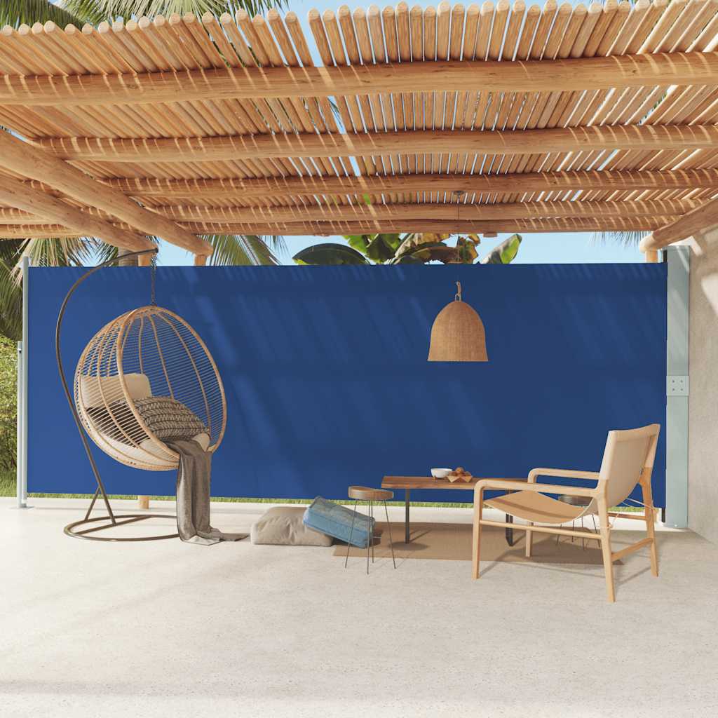 Tenda da Sole Laterale Retrattile per Patio 200x600 cm Blu 317972
