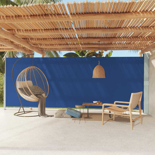 Tenda da Sole Laterale Retrattile per Patio 200x600 cm Blu 317972