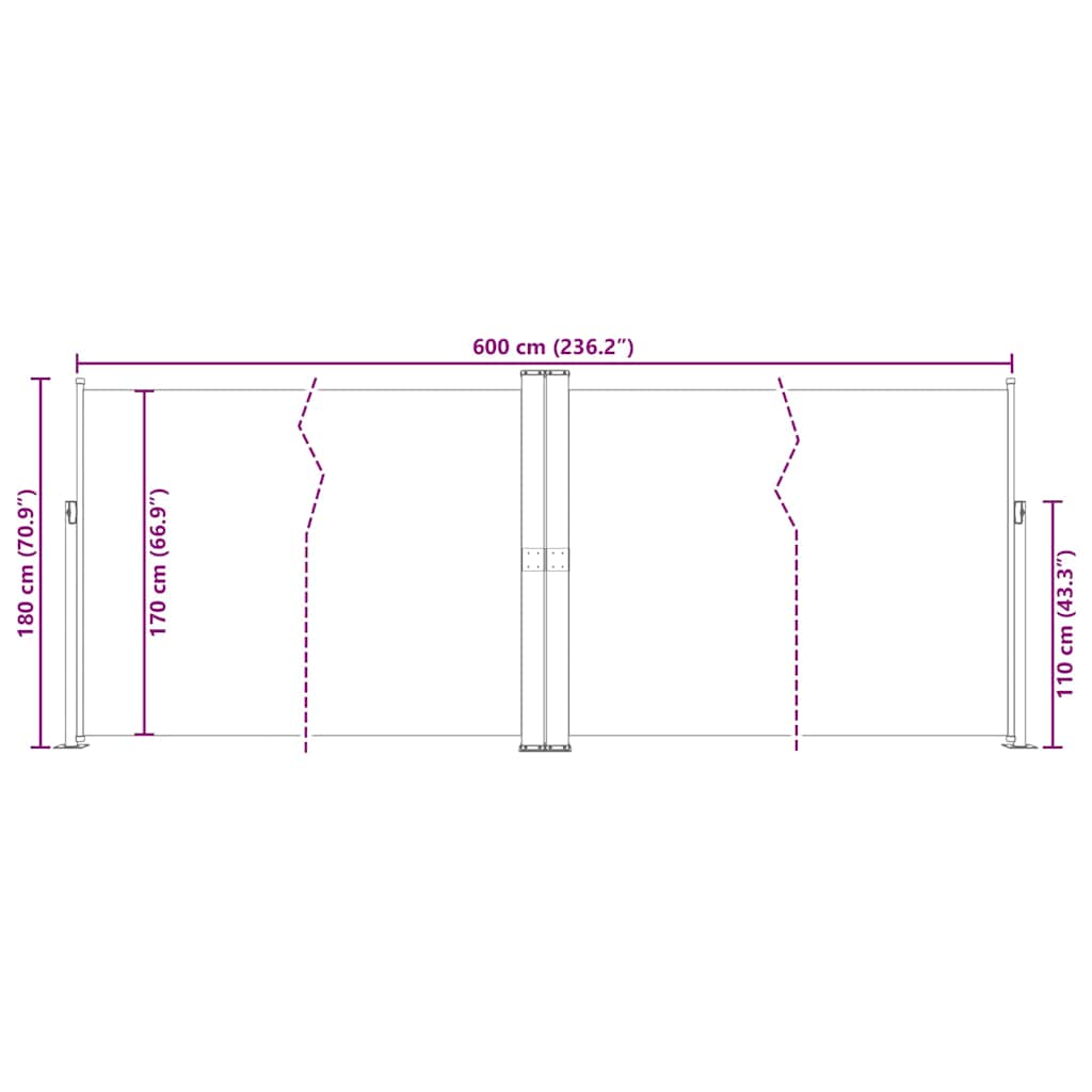 Tenda da Sole Laterale Retrattile Antracite 180x600 cm 318002