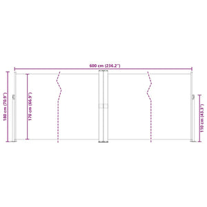 Tenda da Sole Laterale Retrattile Antracite 180x600 cm 318002