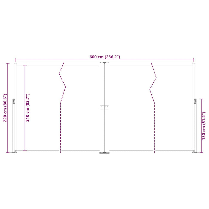 Tenda da Sole Laterale Retrattile Blu 200x600 cm 318010