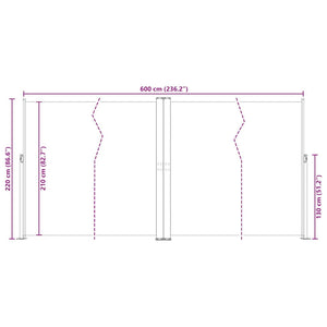 Tenda da Sole Laterale Retrattile Rossa 200x600 cm 318011