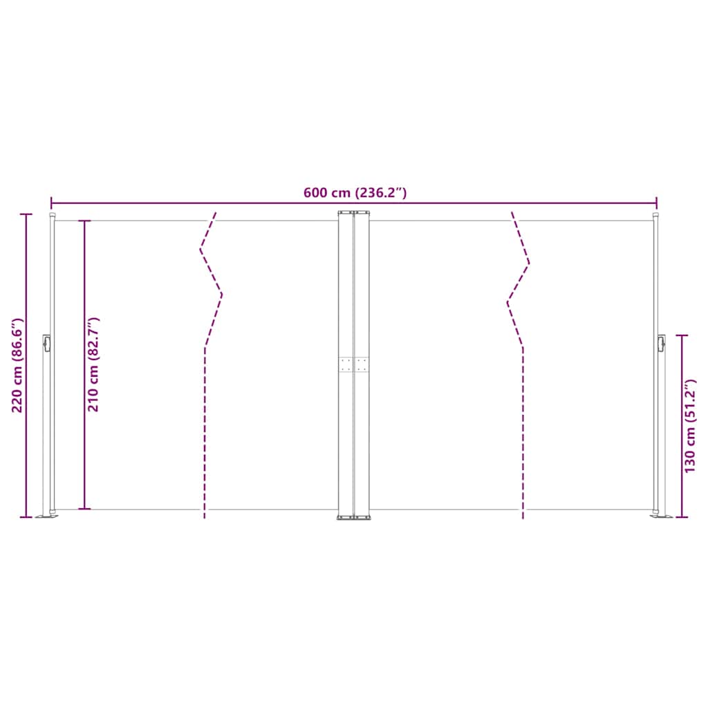 Tenda da Sole Laterale Retrattile Crema 220x600 cm 318013