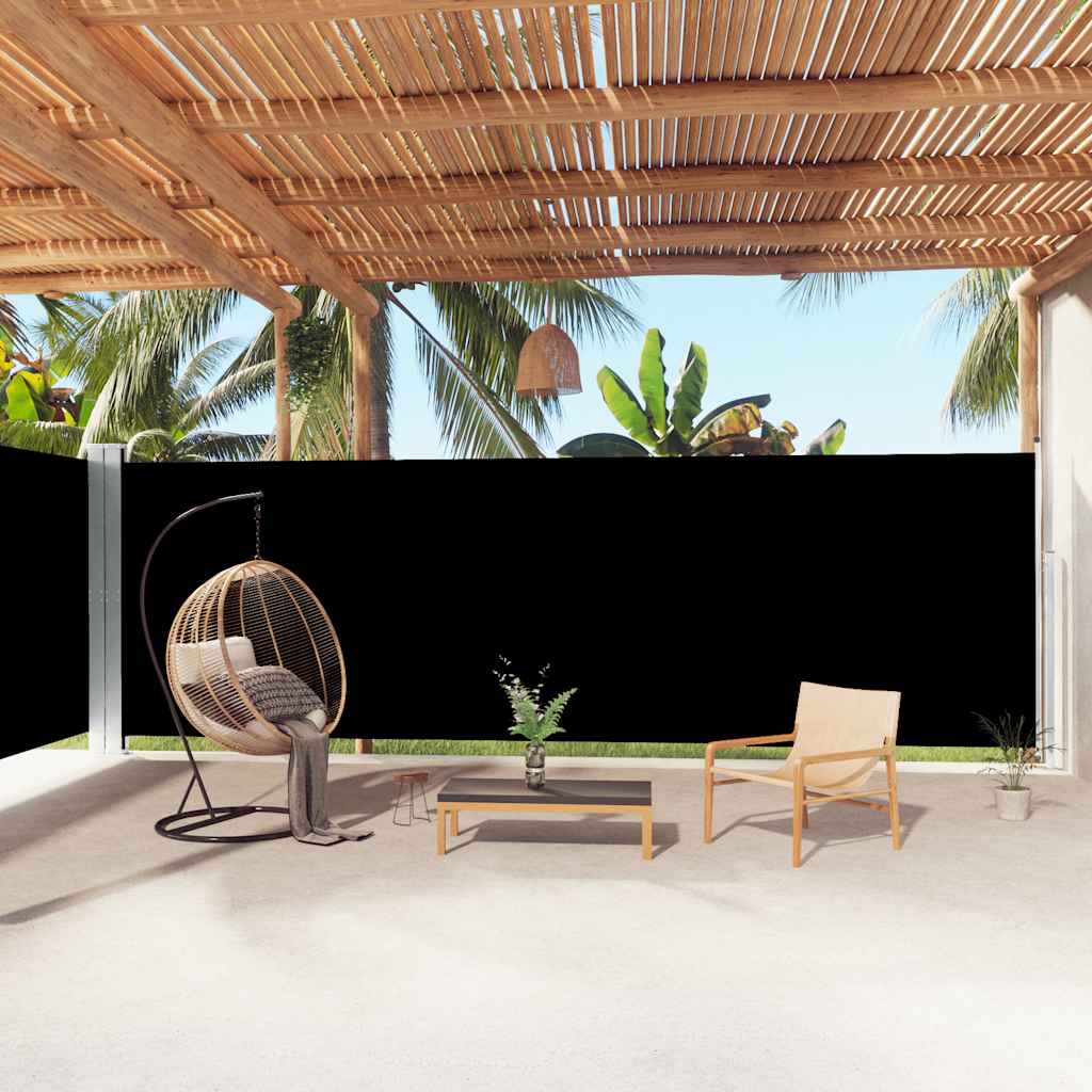 Tenda da Sole Laterale Retrattile Nera 200x1000 cm 318042