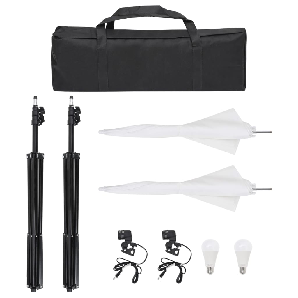 Kit illuminazione da studio con treppiedi e ombrelloni bianco 02_0042392