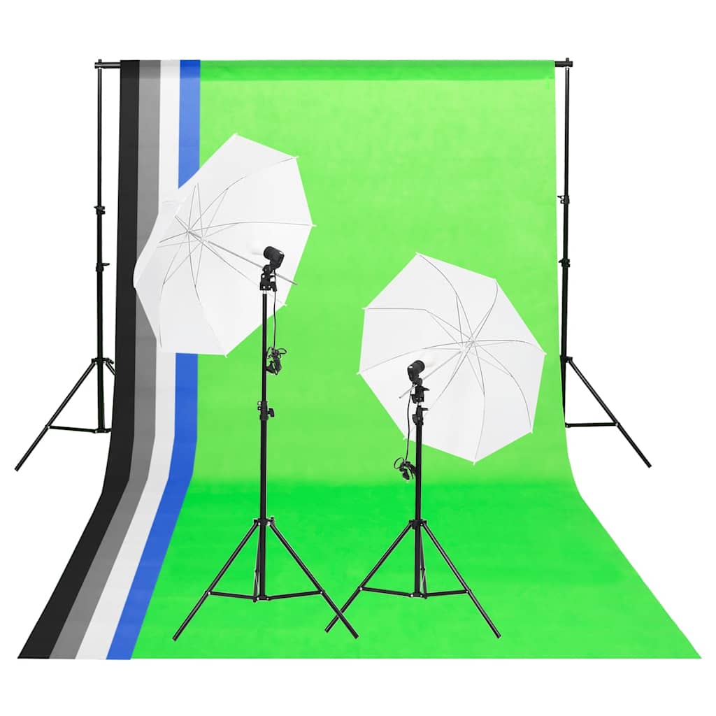 Kit di Illuminazione da Studio con Fondali e Ombrelli cod mxl 66384