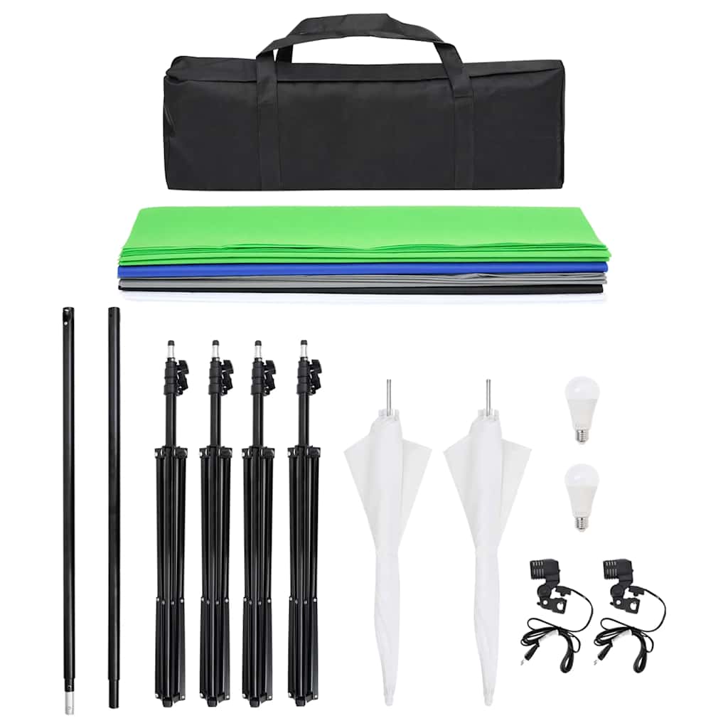Kit di Illuminazione da Studio con Fondali e Ombrelli cod mxl 66384