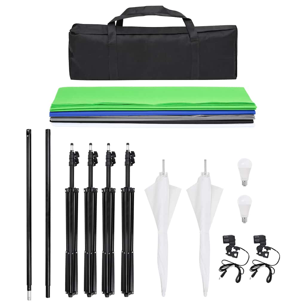 Kit di Illuminazione da Studio con Fondali e Ombrelli 190236