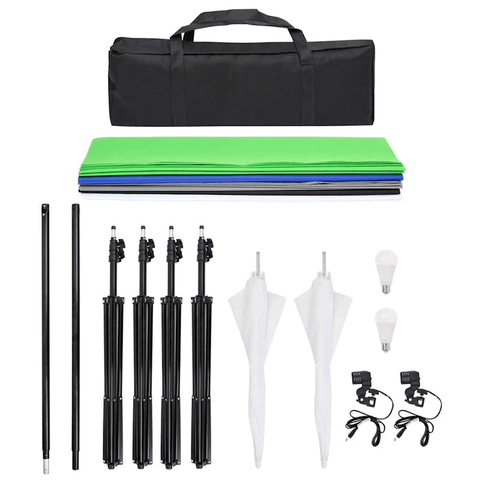 Kit di Illuminazione da Studio con Fondali e Ombrelli 190236