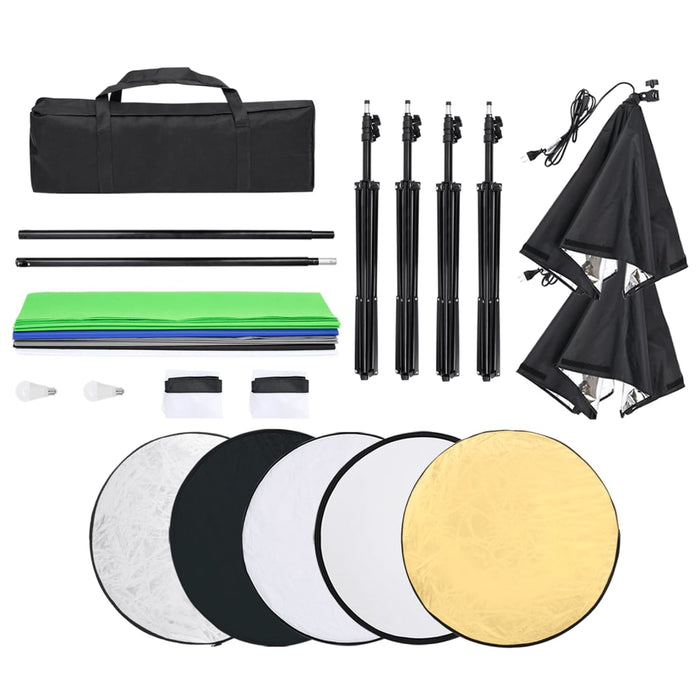 Kit Illuminazione da Studio con Fondali e Softbox Bianco 02_0042396