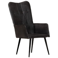 Poltrona Wingback Nera in Vera Pelle 339650