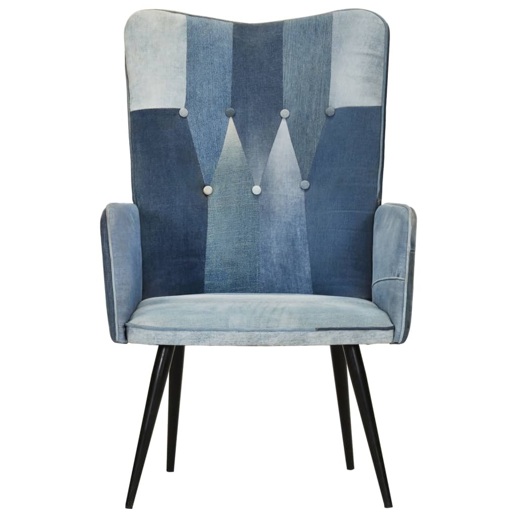 Poltrona Wingback Patchwork Denim in Tela 339656