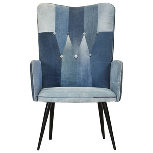 Poltrona Wingback Patchwork Denim in Tela 339656