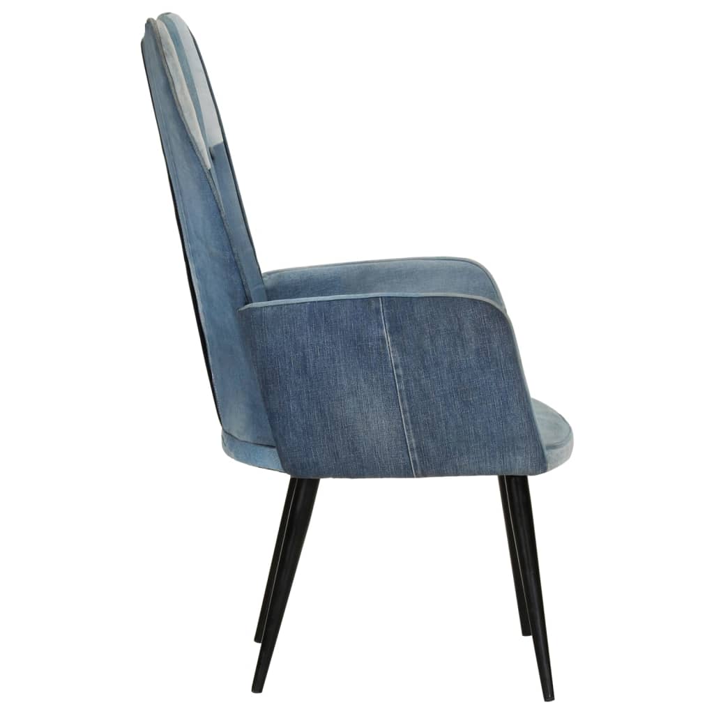 Poltrona Wingback Patchwork Denim in Tela 339656