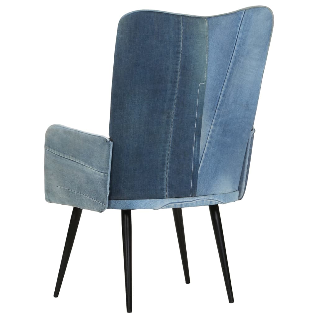 Poltrona Wingback Patchwork Denim in Tela 339656