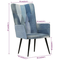 Poltrona Wingback Patchwork Denim in Tela 339656