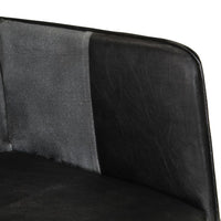 Poltrona Wingback Nera e Grigia in Vera Pelle 339662
