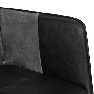 Poltrona Wingback Nera e Grigia in Vera Pelle 339662