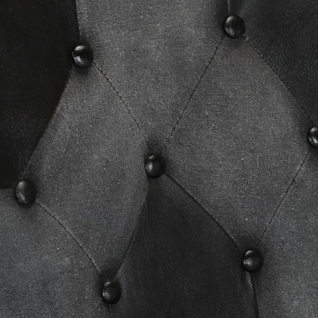 Poltrona Wingback Nera e Grigia in Vera Pelle 339662