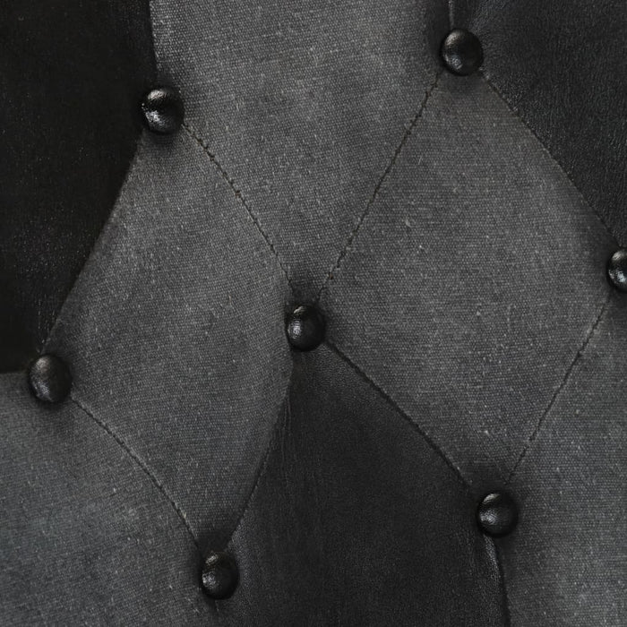 Poltrona Wingback Nera e Grigia in Vera Pelle 339662