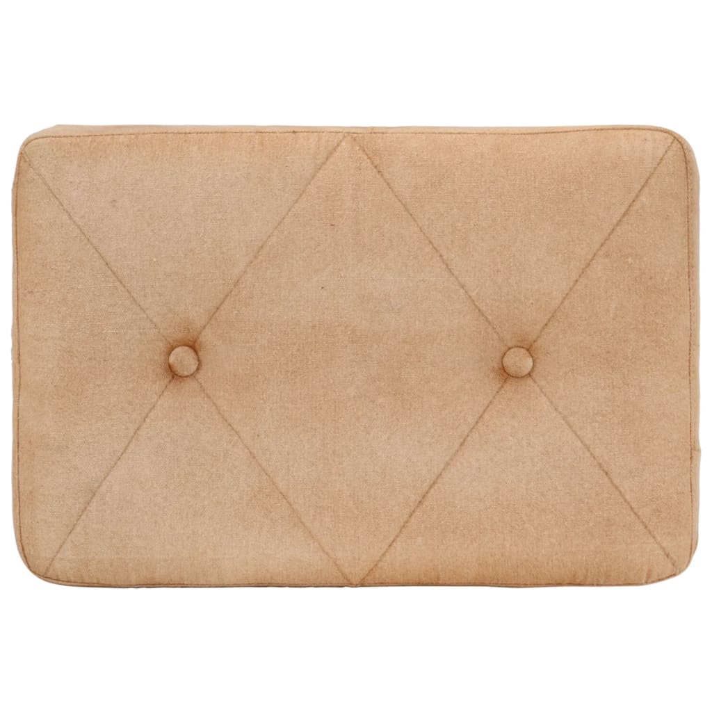 Poltrona Wingback con Poggiapiedi Crema in Tela 339667