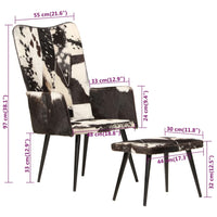 Poltrona a Schienale Alto con Poggiapiedi Nero in Vera Pelle 339674