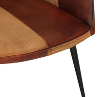 Poltrona con Poggiapiedi Marrone in Vera Pelle e Tela 339676