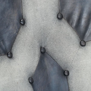 Poltrona con Poggiapiedi Grigio in Vera Pelle e Tela 339677