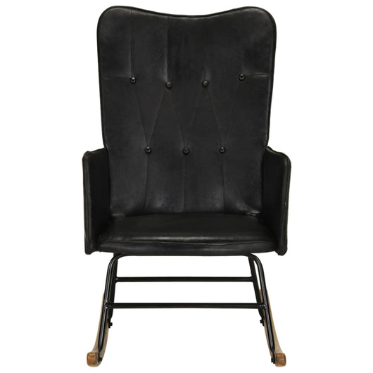 Sedia a Dondolo Nera in Vera Pelle 339682