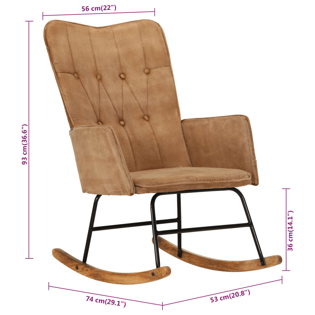 Sedia a Dondolo Marrone in Tela Vintage 339684