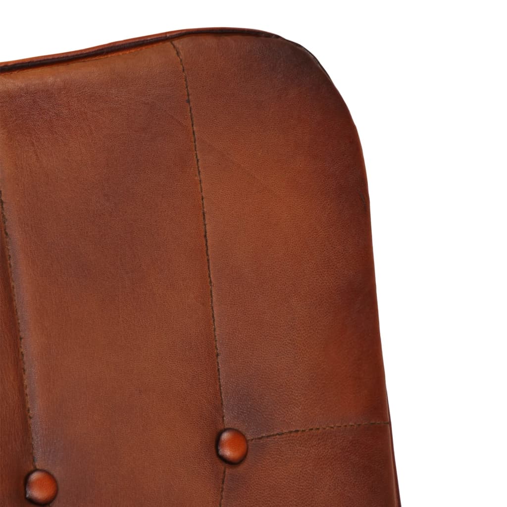 Sedia a Dondolo con Poggiapiedi Marrone in Vera Pelle 339696