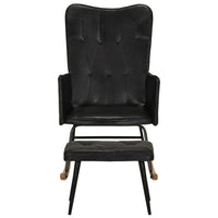 Sedia a Dondolo con Poggiapiedi Nero in Vera Pelle 339698