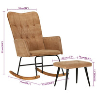 Poltrona a Dondolo con Poggiapiedi Marrone Vintage in Tela 339700