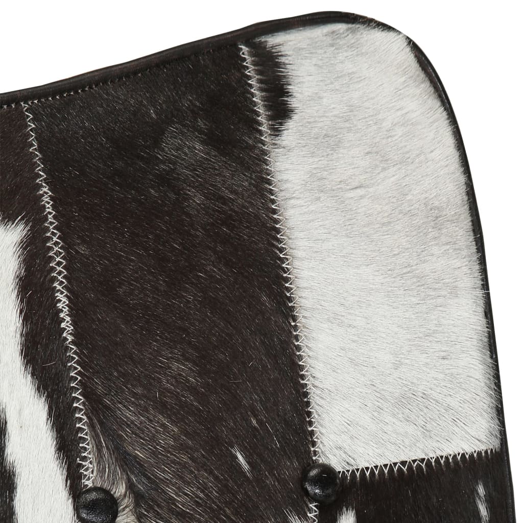 Sedia a Dondolo con Poggiapiedi Nero in Vera Pelle 339706