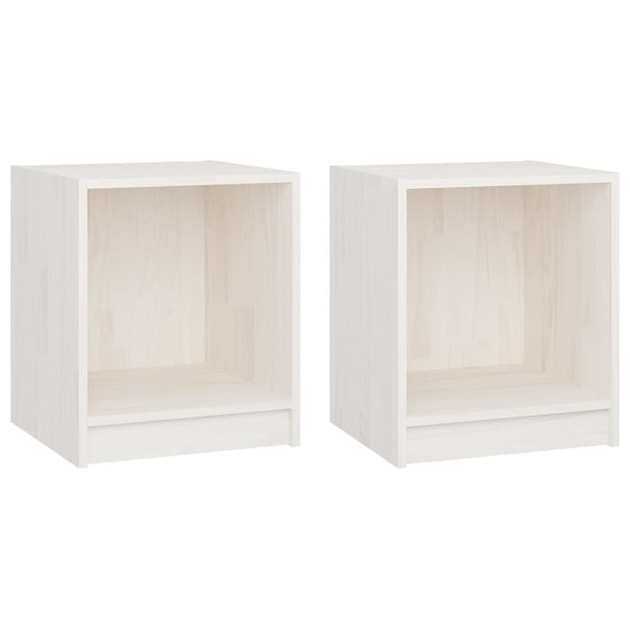 Comodini 2 pz-Set di 2 Tavolino da notte Bianchi 35,5x33,5x41,5 cm Legno Massello di Pino