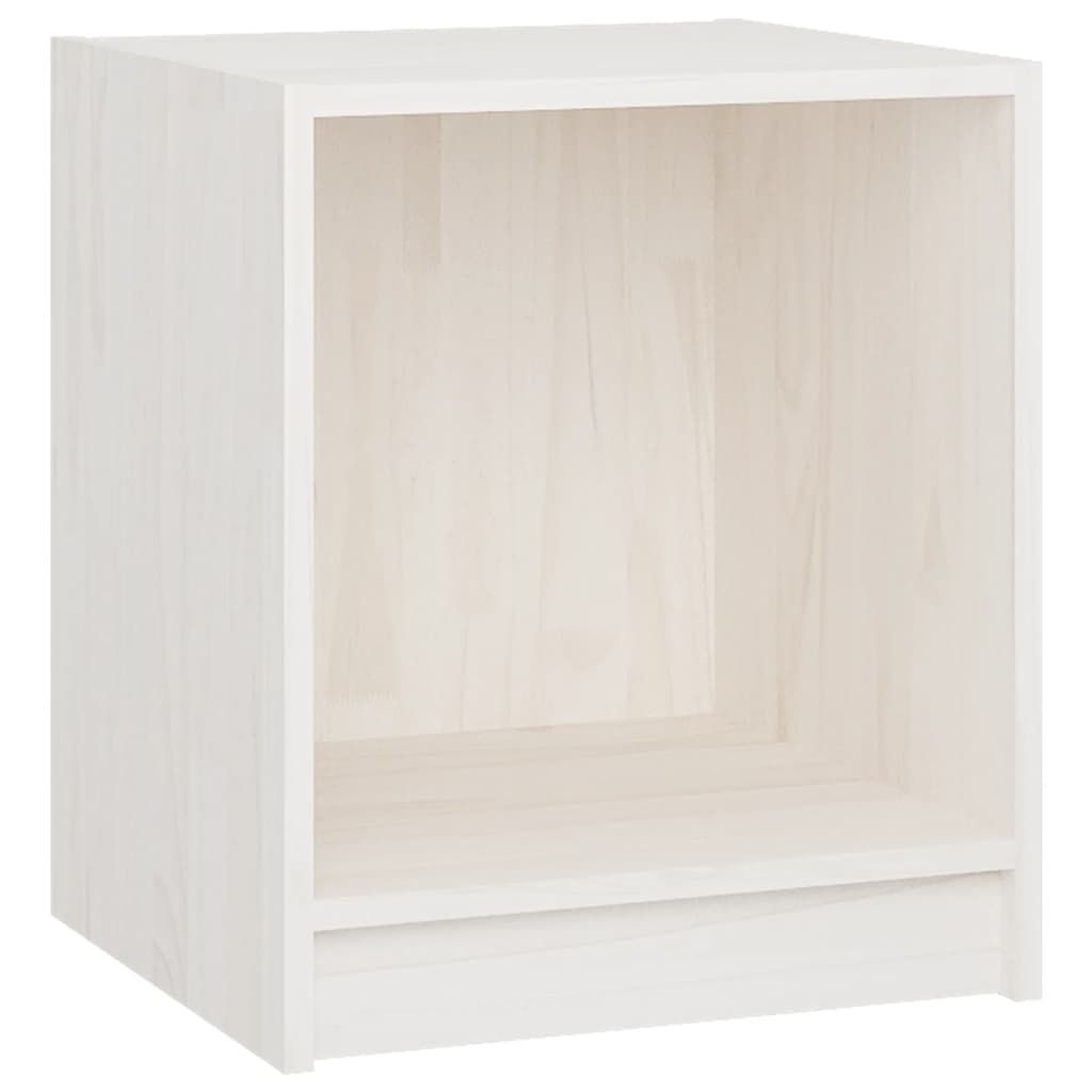 Comodini 2 pz-Set di 2 Tavolino da notte Bianchi 35,5x33,5x41,5 cm Legno Massello di Pino