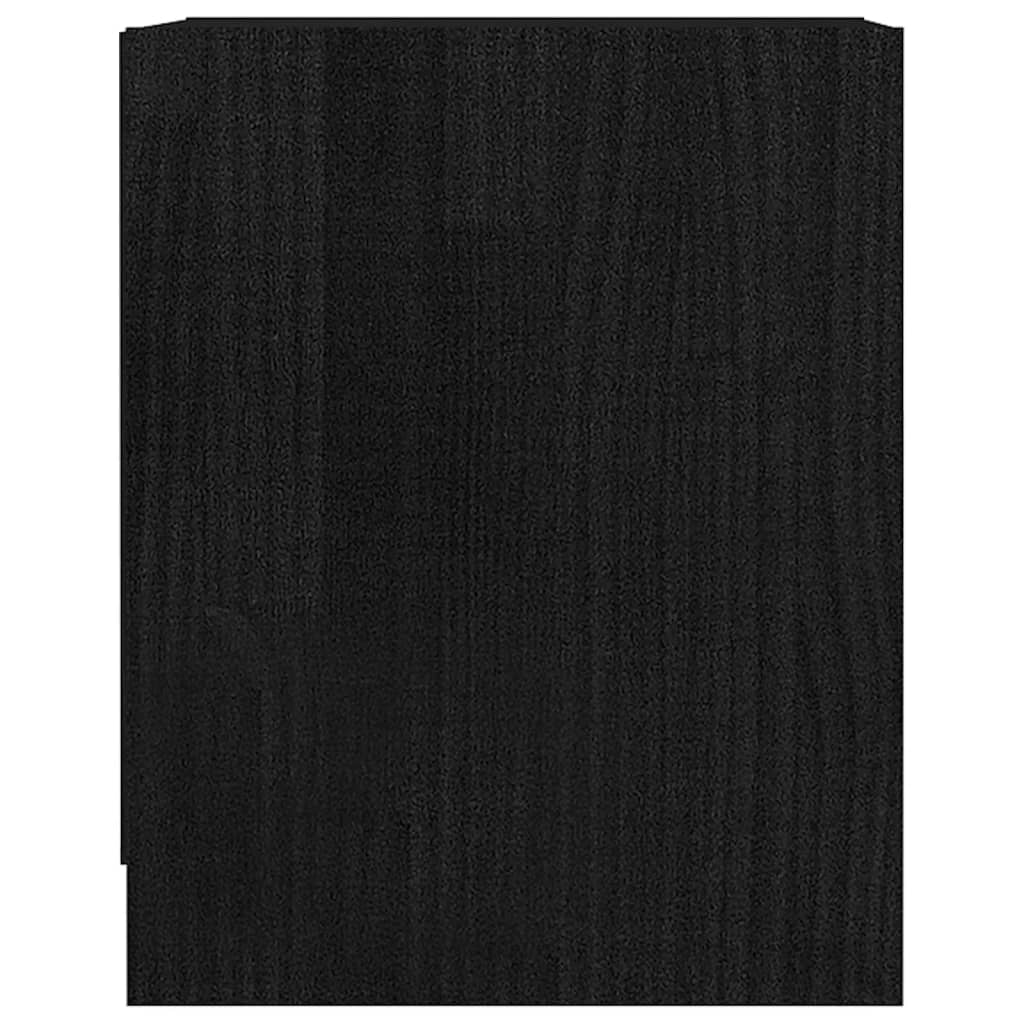 Comodino Nero 35,5x33,5x41,5 cm in Legno Massello di Pino 809927