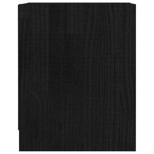 Comodino Nero 35,5x33,5x41,5 cm in Legno Massello di Pino 809927