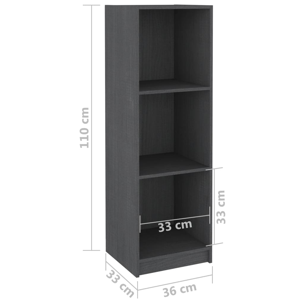 Libreria/Divisorio Grigio 36x33x110 cm Legno Massello di Pino 809938