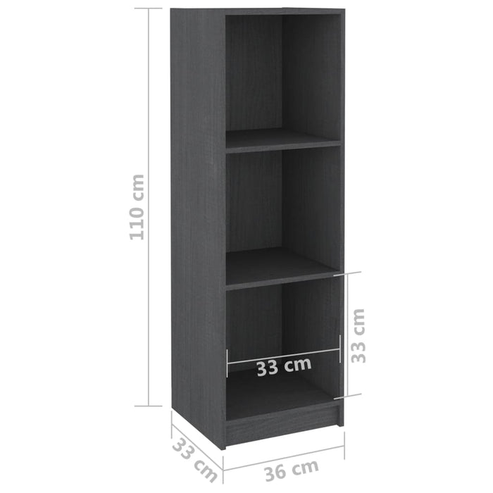 Libreria/Divisorio Grigio 36x33x110 cm Legno Massello di Pino 809938